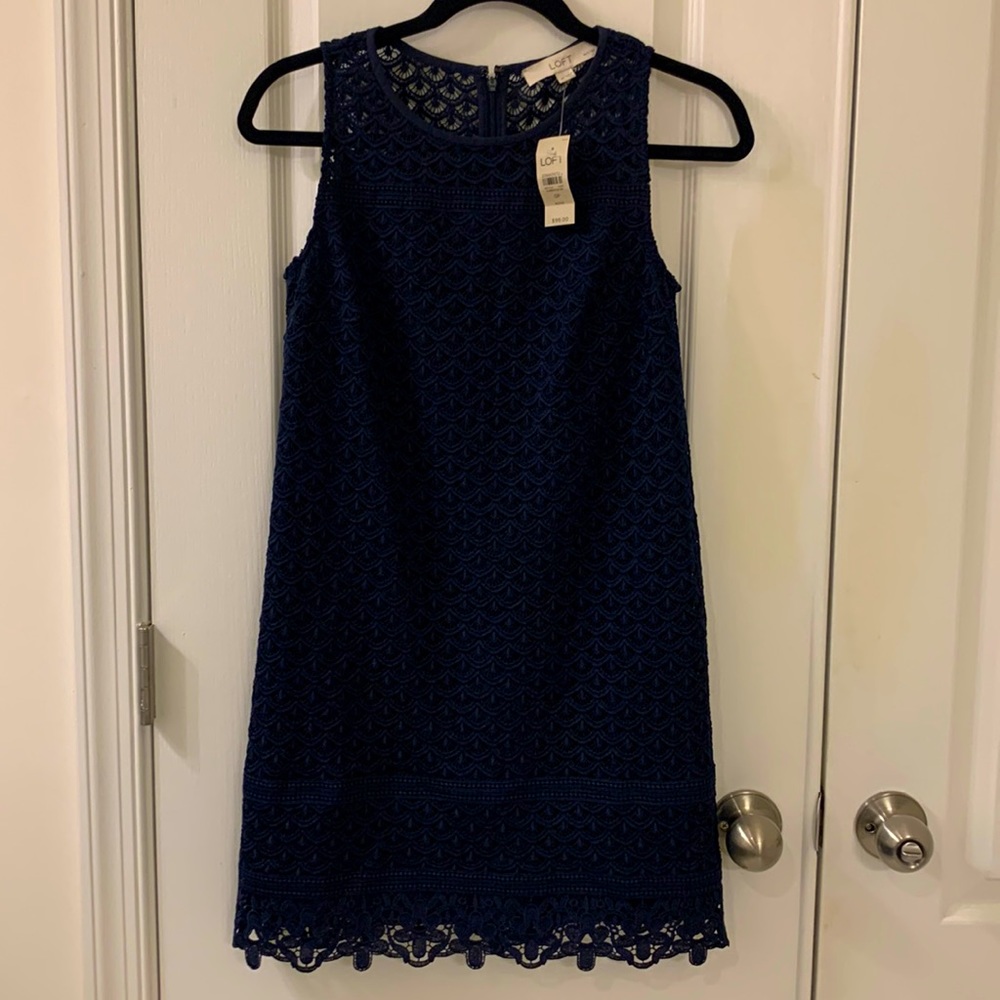NWT 0P Loft Navy Dress